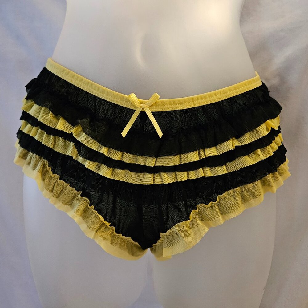 NEW SMALL Ruffled Rumba Booty Shorts Yellow and Black BEE